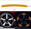 Pack of 20 arc-shaped PVC reflective stickers for car wheel hubs in multiple colour options