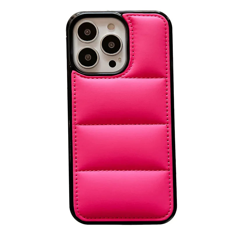 Candy down jacket shape phone case for iPhone models in solid colours