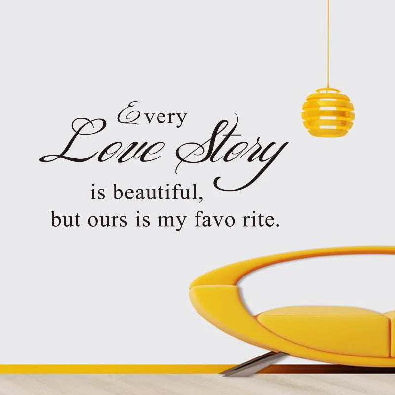 Black PVC wall sticker with printed English poetry and proverbs, 57x33cm, on a light wall