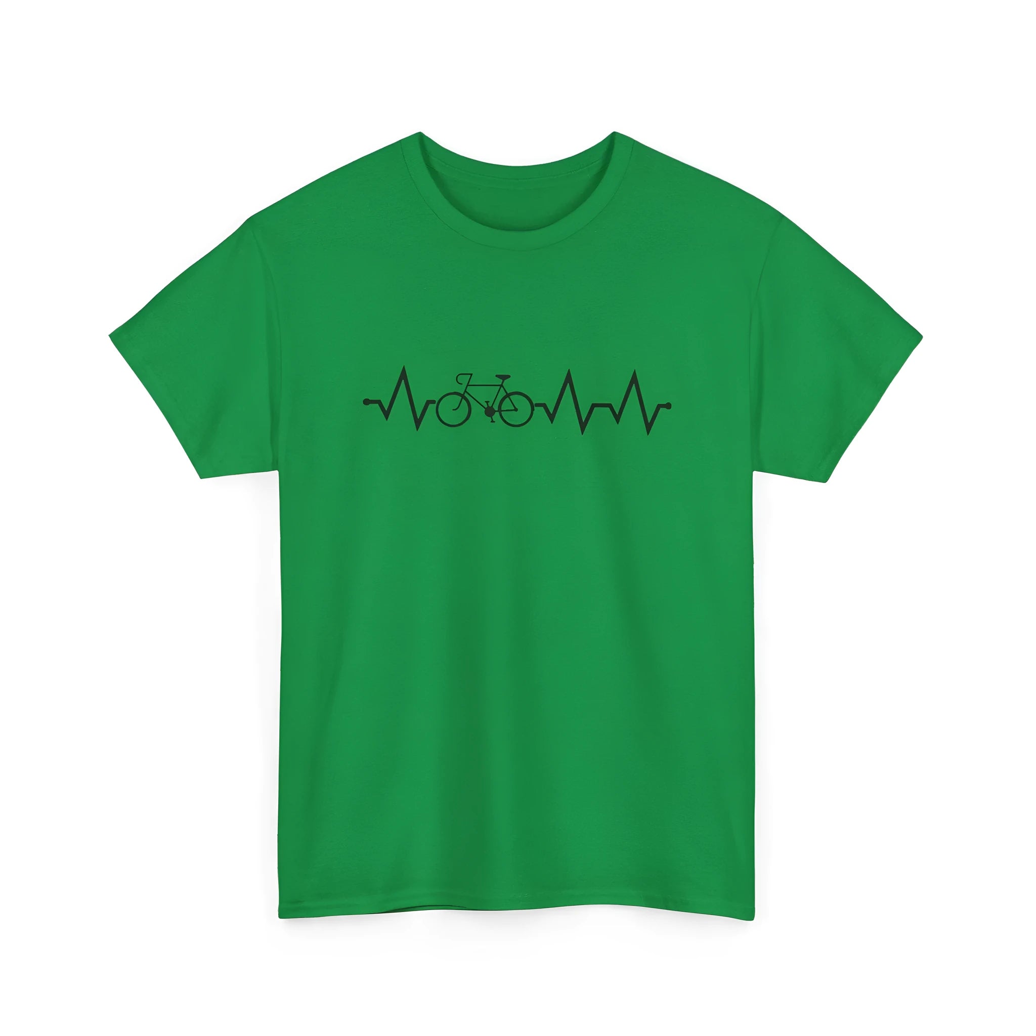 Green women's short-sleeve t-shirt with a printed letter design on cotton fabric.