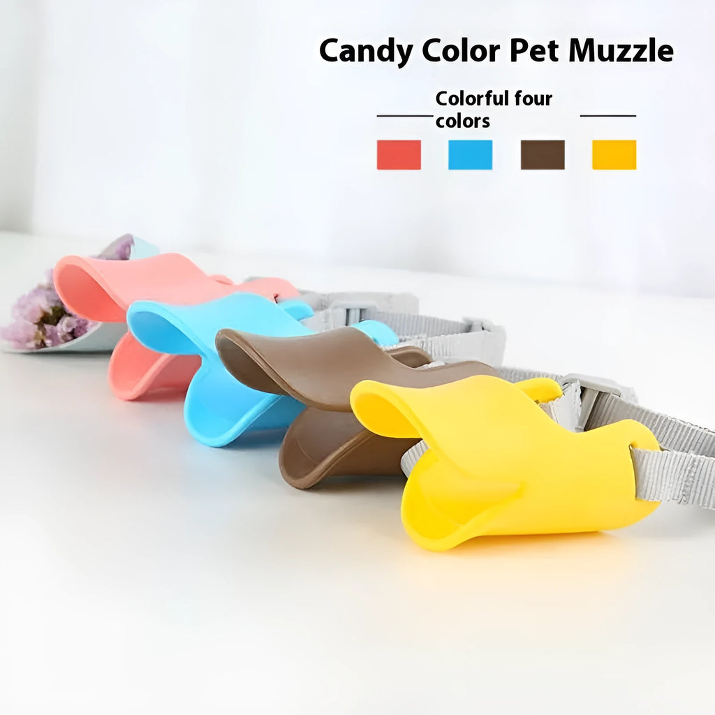Dog mouth cover duckbilled sleeve in TPR, available in six colours and sizes S, M, L