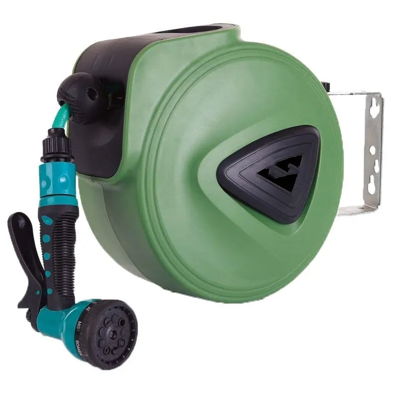 Automatic retractable hose reel water drum with 10 metre PVC pipe in compact housing