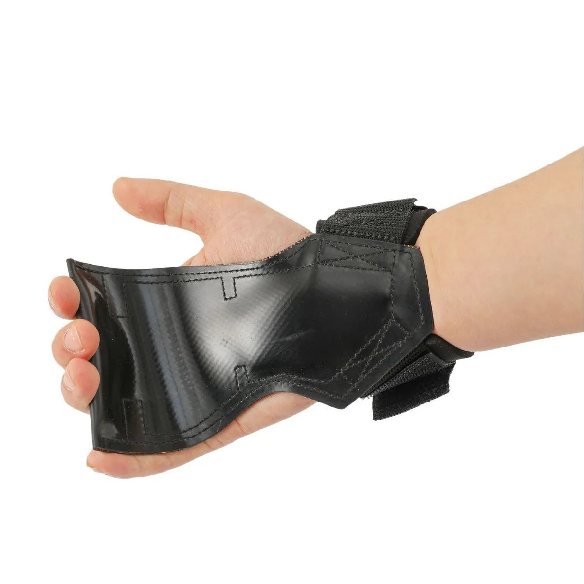 Pair of black booster hose rubber assist belts for non-slip palm protection in weightlifting and rock climbing.