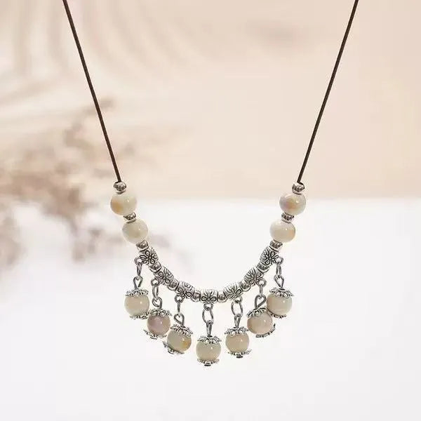 Ceramic butterfly pendant necklace on alloy chain, 31-40cm, sweet insect style, available in blue and white