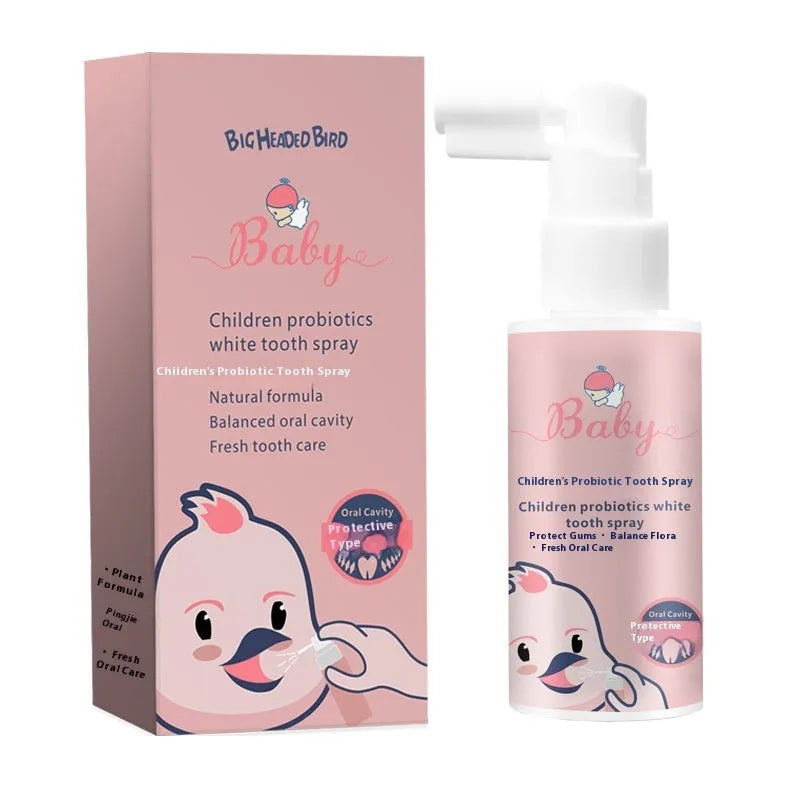 Children's probiotics anticavity oral spray bottle in strawberry and orange flavour options