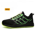 Black ultra-light labour protection safety shoes with steel toe cap and lace-up front