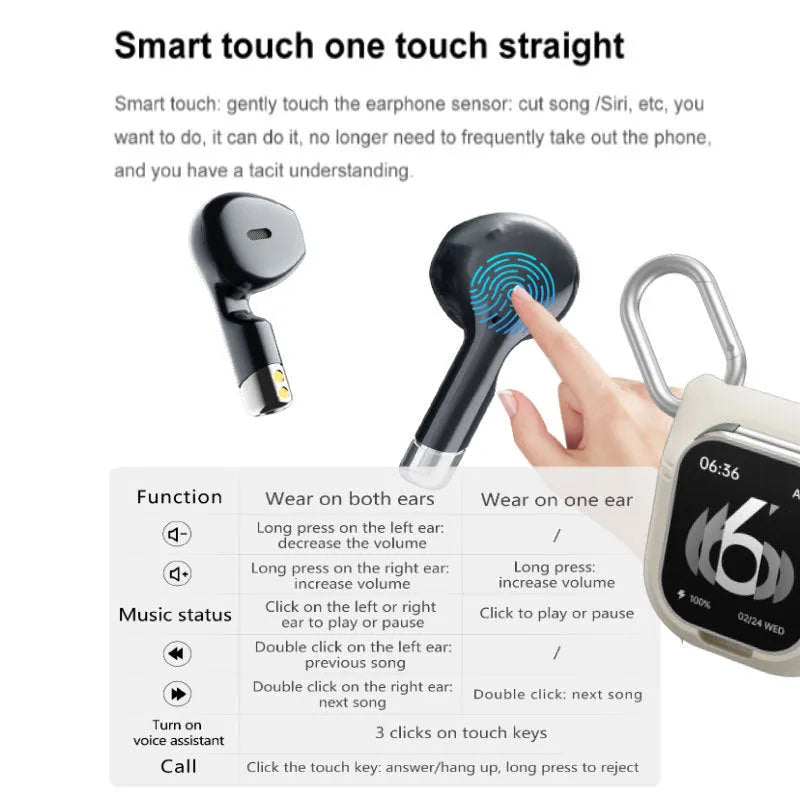 D8pro smart watch with TWS earphones black steel strap silicone case health monitoring