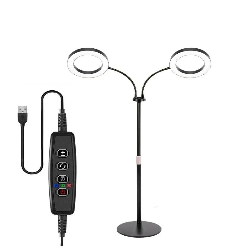 6-inch angel ring LED plant grow light on retractable floor stand with adjustable 160cm holder