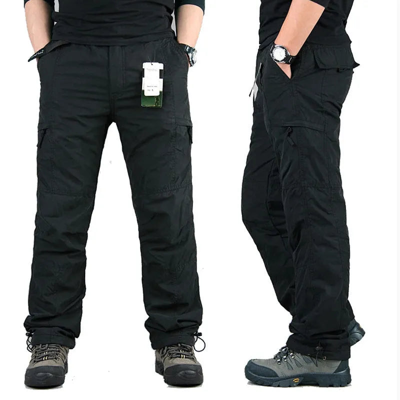 Men's loose-fit stone wash work overalls with a thick brushed lining in army green