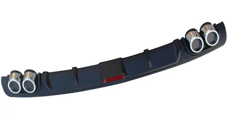 PP plastic rear bumper spoiler extension for automotive modification in black and silver options