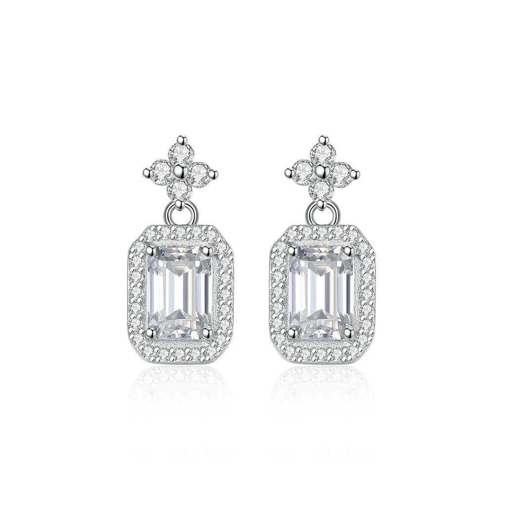 Fashion casual rectangular women's earrings in 925 silver with electroplating finish