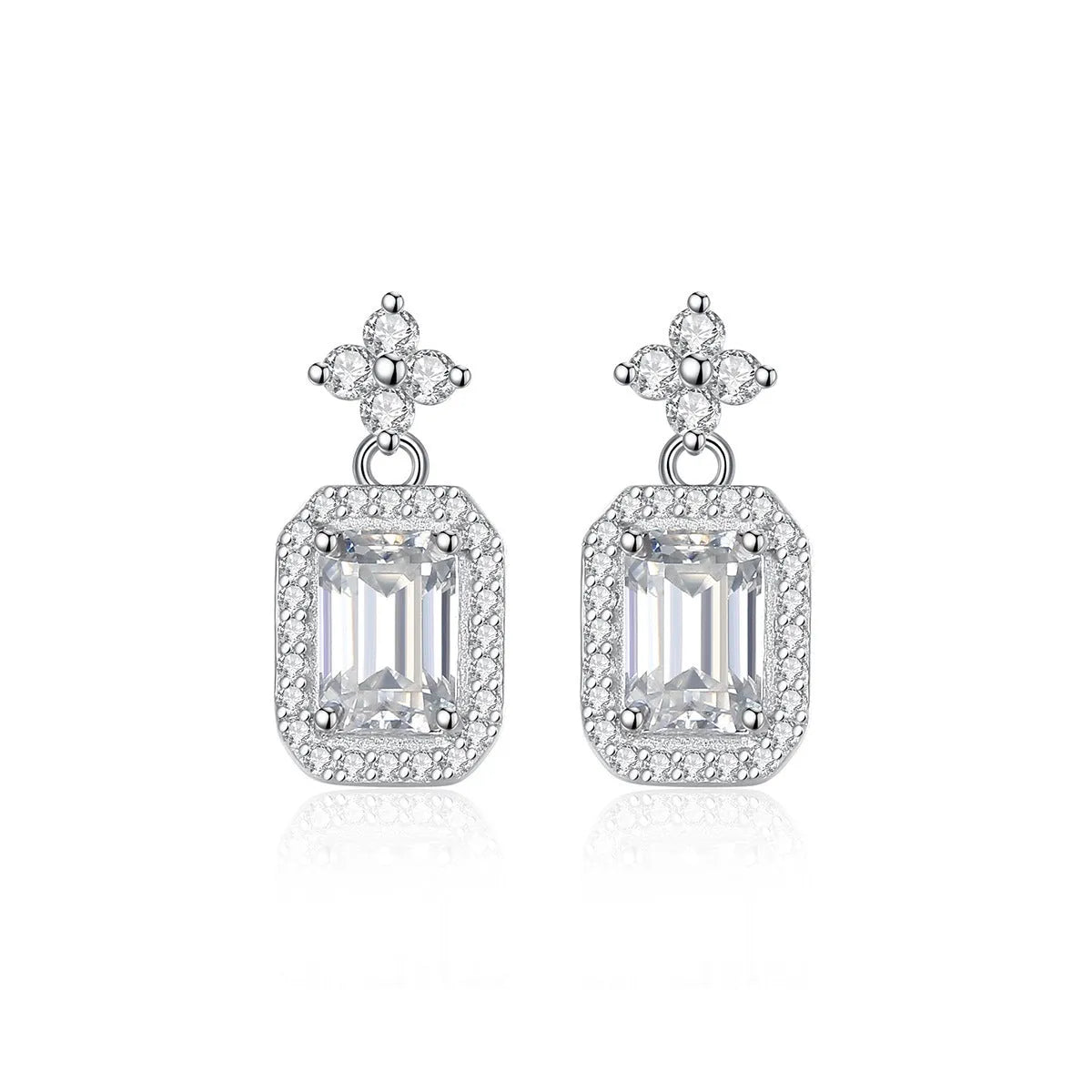 Fashion casual rectangular women's earrings in 925 silver with electroplating finish