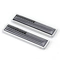 Zinc alloy car flag metal labels showing UK and USA designs at 58x14mm size