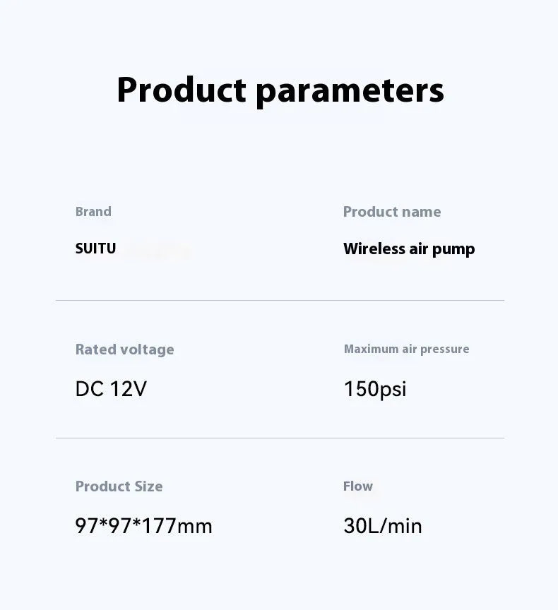 ST-5518 wireless portable air pump with inflatable pipe and nozzles for car tyres and sports equipment