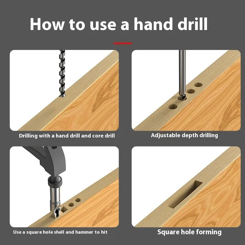 12.7mm carbon steel square hole drill bit set with sleeve and core components