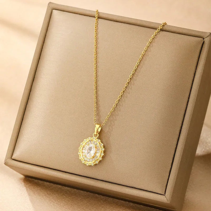 Copper necklace for women with a choice of heart, butterfly, cross, or round diamond pendant.