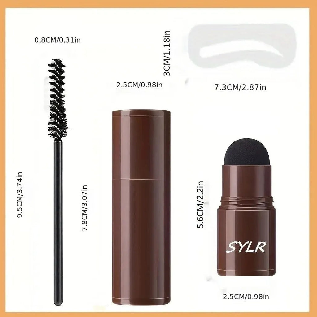 Professional eyebrow stamp set with brown waterproof brow cream in a 2g pot, designed for quick symmetrical brow shaping