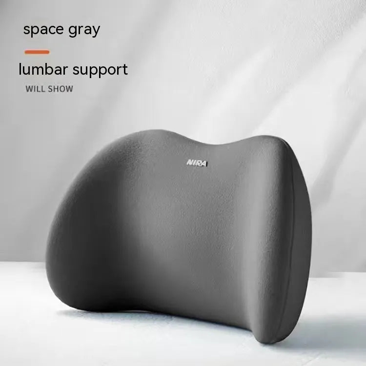 Car headrest and lumbar support pillow set with memory foam filling in five colour options