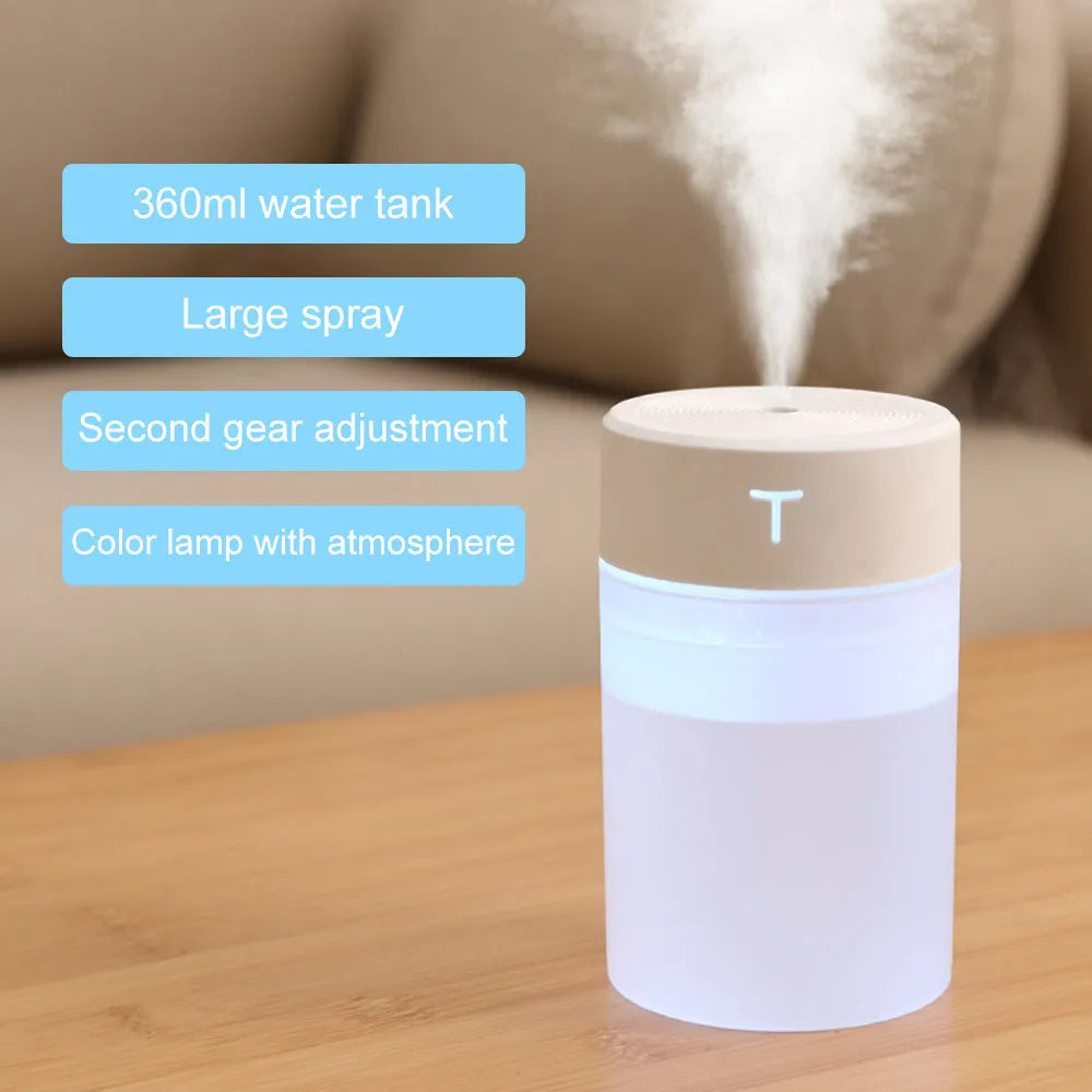 Mini USB humidifier with night light round plastic body 80mm white model Dabai