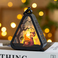 Portable Halloween lamp decoration in pumpkin design with plastic and glass construction.