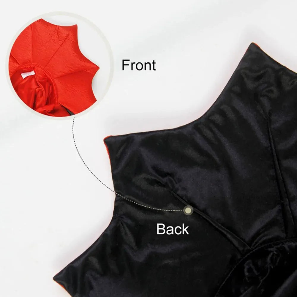 Black Halloween vampire cloak pet costume with bat-wing collar for small dog or cat