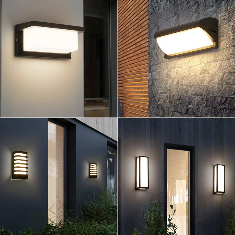IP65 18W outdoor wall lamp with aluminium PC shell for balcony, stairs, and garden, warm white or pure white.