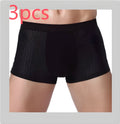 Men's solid colour ice silk modal boxer briefs with U convex design on a mid waist.