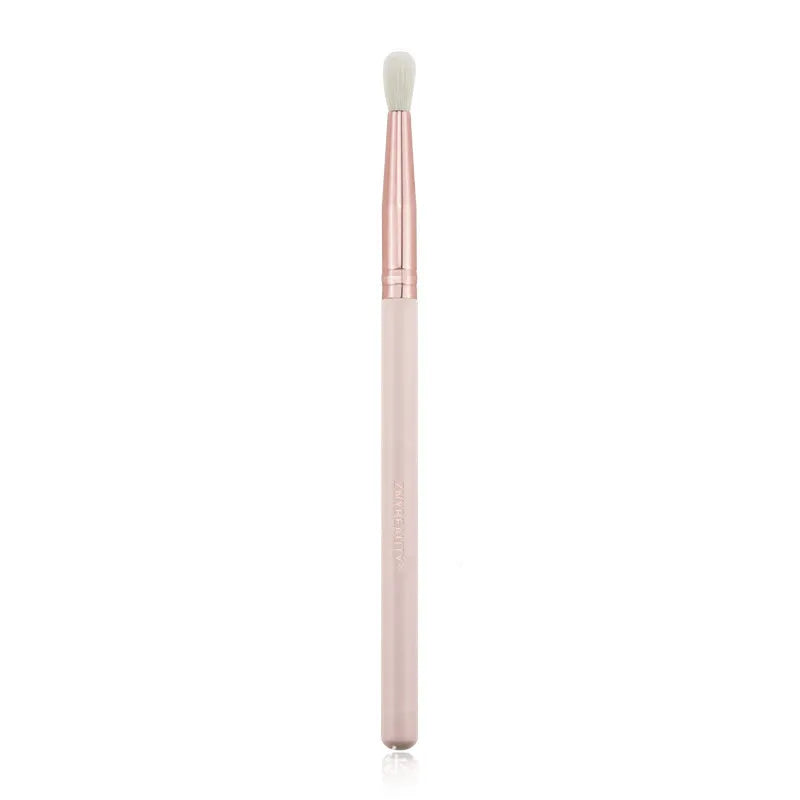 26-piece pink makeup brush set with wool bristles and wooden handles in PU storage bag