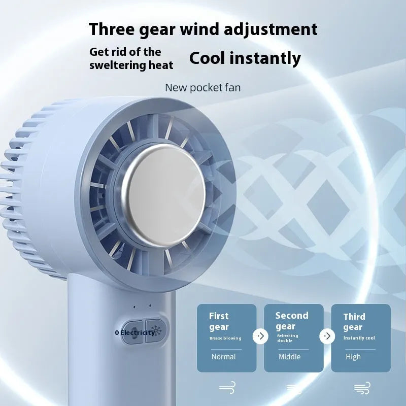 White handheld turbo jet fan with brushless motor showing touch controls and compact design