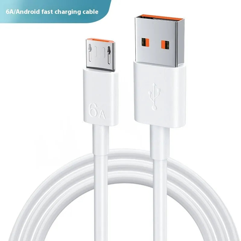 White PVC 6A super fast charge data cable for TYPE-C devices in multiple lengths 0.3m-2m