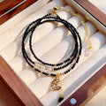 Women's multi-layer bracelet with blue gold sand stone cut three-ring design on wrist