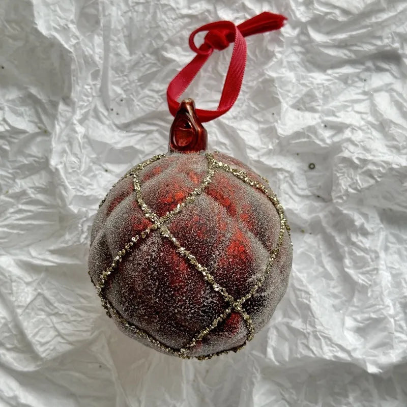 Handmade glass Christmas tree ball pendant ornament 8cm diameter in green colour