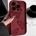 Wine red butterfly print silicone phone case for Apple iPhone with anti-fall protection