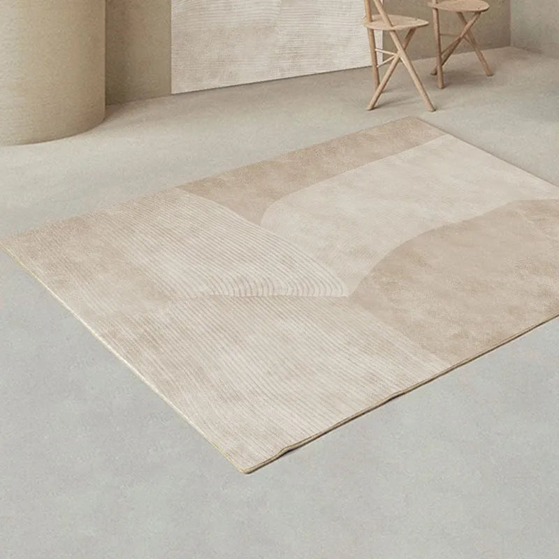 Japanese cashmere carpet in striped pattern, rectangle shape, light luxury style, machine washable polyester fibre