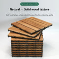 Four square camphor pine wood flooring tiles with a brushed finish, each measuring 30cm by 30cm.