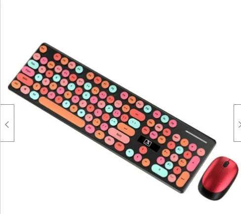 Xinmeng N620 Vibrant Yellow Mixed Colour wireless keyboard and mouse set on a desk.