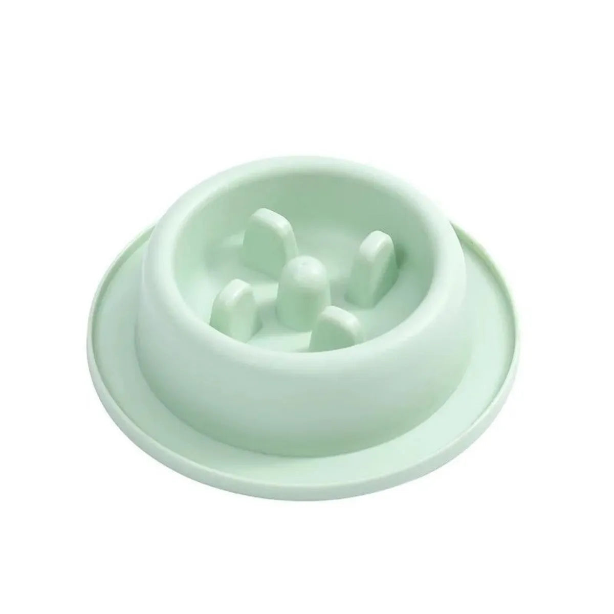 Blue slow feeder dog bowl with raised maze pattern for anti-choke feeding