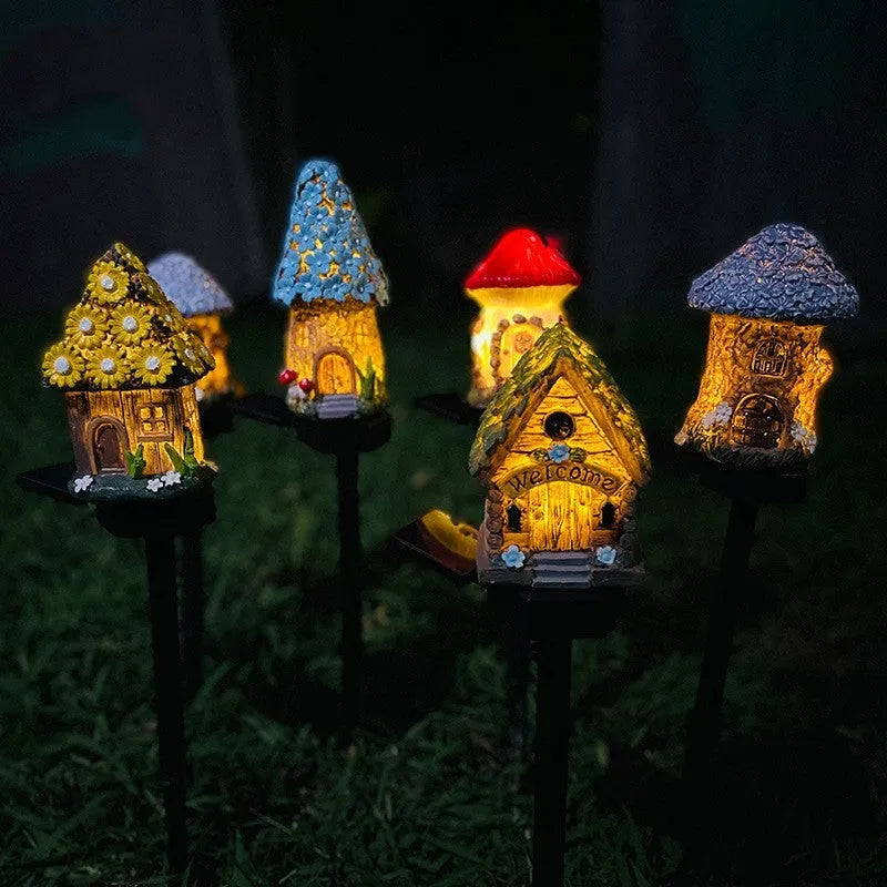 Flower-shaped waterproof solar LED garden light for resin houses with IP55 rating