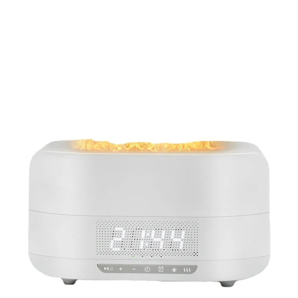 Square firelight speaker and humidifier with 4-6L tank, USB power, remote control, in white