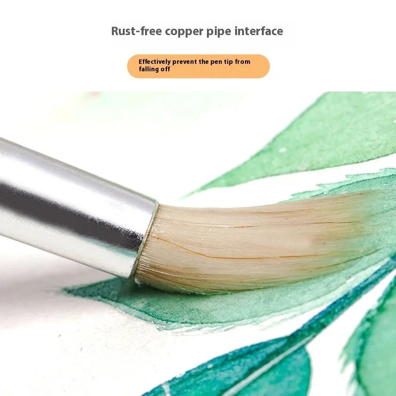 Six wooden hook line pen brushes for wool painting with natural wood handles