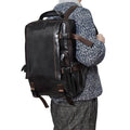 18-inch cowhide flip shoulder computer bag in blue black, 39cm x 28cm x 10cm, first layer leather, large capacity
