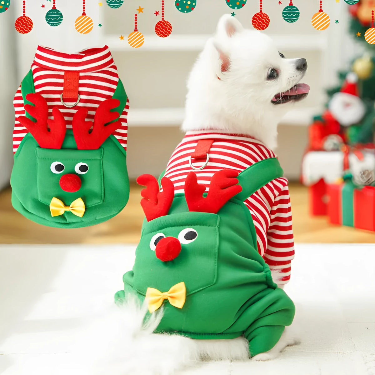 Christmas pet elk polyester vest suit in 501 four feet design on a small dog