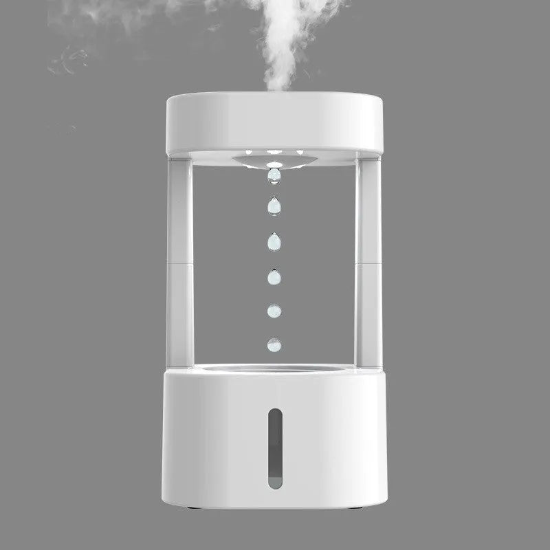 Creative anti-gravity water drop humidifier with optical water droplet illusion and colour lighting
