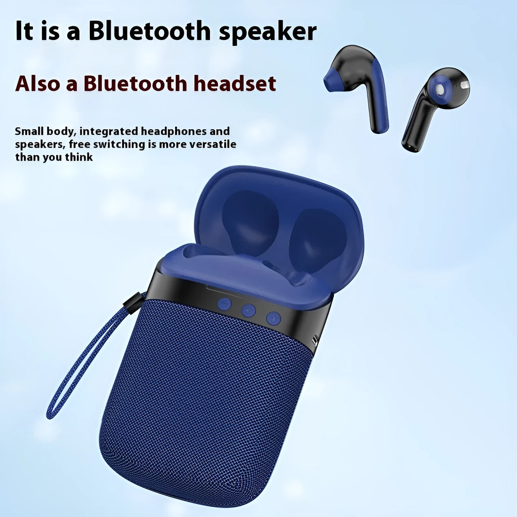 Two-in-one Bluetooth headset and speaker in-ear wireless device in black with USB charging