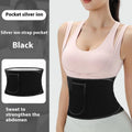 Rubber sweat waistband for fitness in black, with waist support and belly contracting design