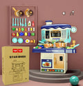 Plastic simulation kitchen play set with water spray, 31 pieces, 43cm height, pink colour