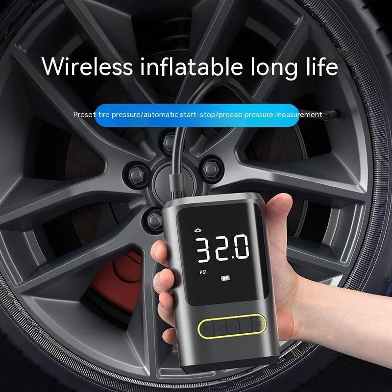 Handheld wireless digital air pump with display for car tyres and sports equipment