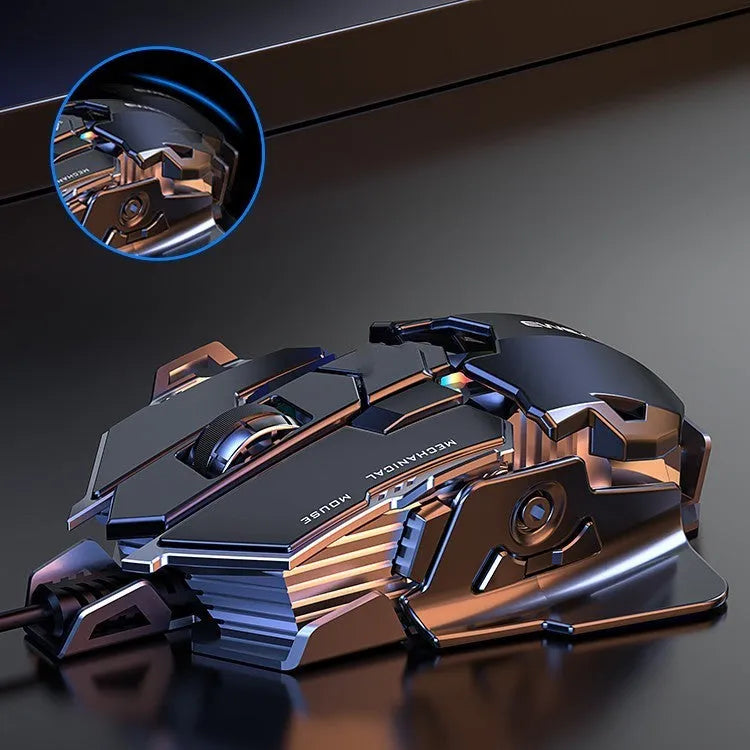 Forerunner MK500 wired gaming mouse in metallic black with 12000DPI sensor and seven keys