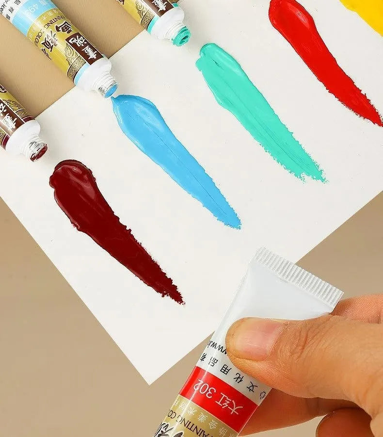 18-colour Chinese painting pigment set with 12ml and 6ml capacities and plant pigment coating pen