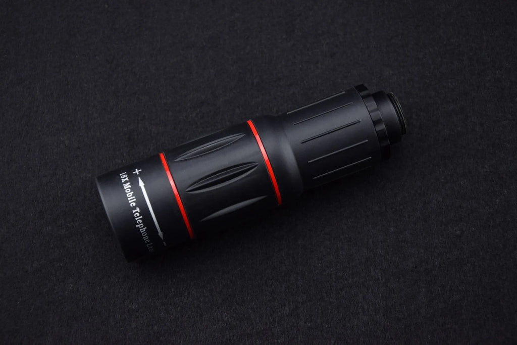 18x high-definition external telephoto lens for mobile phones with clip-on mount and handheld bracket